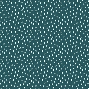 Baby blue hand drawn polka dots on ocean green, Cute, Fun and simple. SMALL, 1/8 inch dots