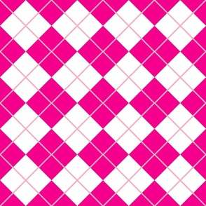 Preppy pink on pink argyle with white