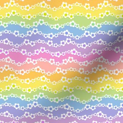 Pastel Rainbow Flower Waves 6-inch repeat