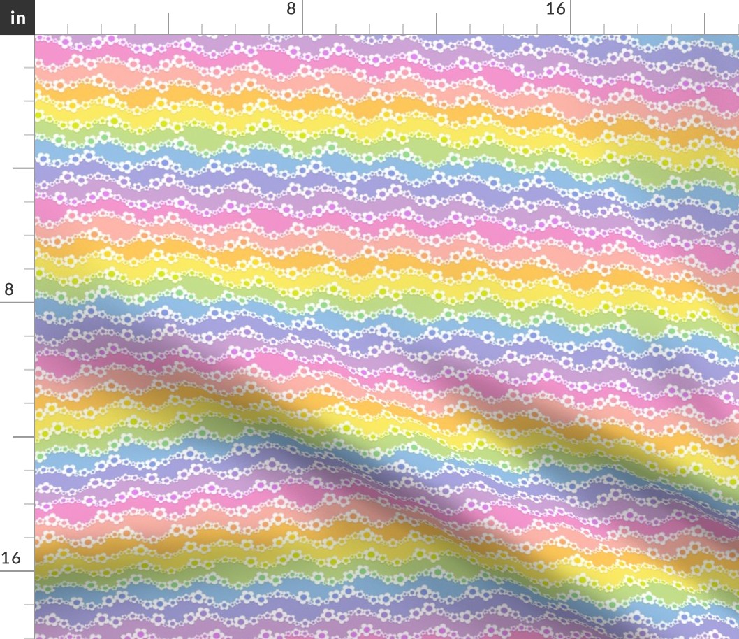 Pastel Rainbow Flower Waves 6-inch repeat