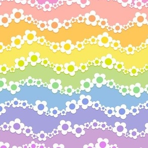 Pastel Rainbow Flower Waves 12-inch repeat