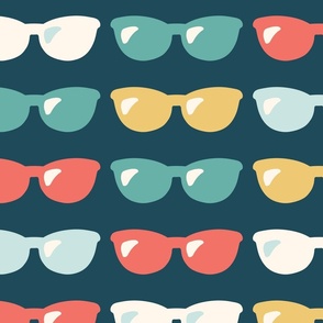 Modern bright sunglasses pop art simple clean // MEDIUM // red, blue, white, yellow, teal, navy background
