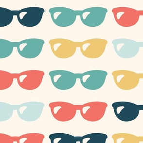 Modern bright sunglasses pop art simple clean // MEDIUM // red, blue, navy, white, yellow, teal