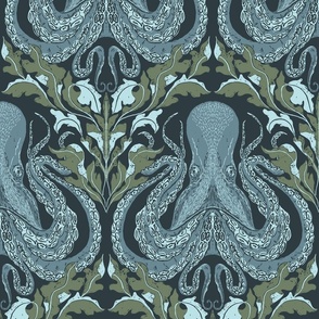 Under the sea octopus contemporary damask - Pantone colors