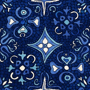 Blue mosaics with maximalist designs 