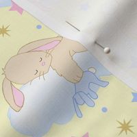 Bunny Sleeping on Cloud with Stars Pink Blue Yellow Baby Girl Boy Nursery 10 inches 