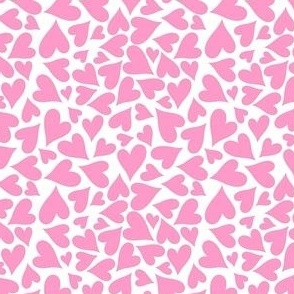 Small Scale Hearts Light Pink on White