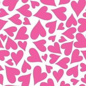 Medium Scale Hearts Hot Pink on White