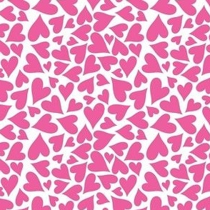 Small Scale Hearts Hot Pink on White