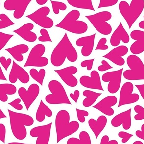 Large Scale Hearts Shocking Pink on White