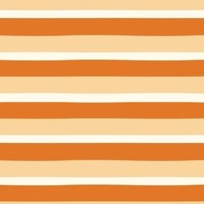 Classic Retro Duo Stripe in Tangerine Orange, Wheat Beige, Cream White