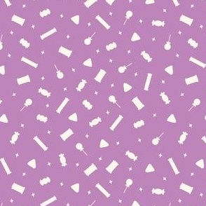 Mini Tossed Retro Halloween Candy in Amethyst Lilac Purple and Cream White