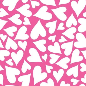 Large Scale Hearts White on Hot Pink