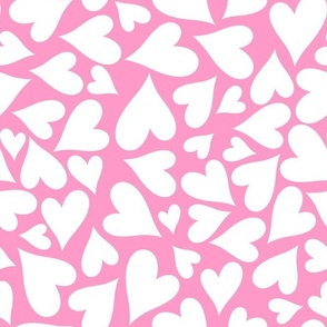 Large Scale Hearts White on Light Pink