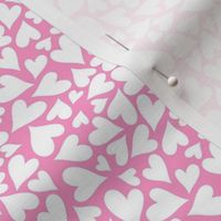 Small Scale Hearts White on Light Pink