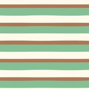 Classic Retro Duo Stripe in Celadon Mint Green, Copper Brown, and Cream