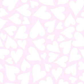 Large Scale Hearts White on Pale Pink