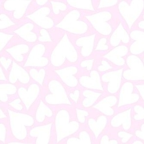Medium Scale Hearts White on Pale Pink