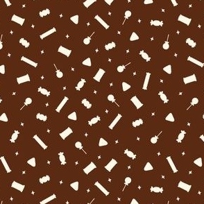 Mini Tossed Retro Halloween Candy in Sepia Brown and Cream White 