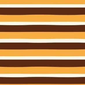 Classic Retro Duo Stripe in Marigold Orange, Sepia Brown, Cream White