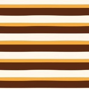 Classic Retro Duo Stripe in Cream White, Marigold Orange, Sepia Brown