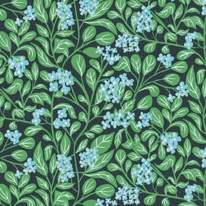 Floral forsynthia flower botanical branches with small flowers dark green _Medium