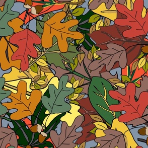 Fall Leaves on Gray