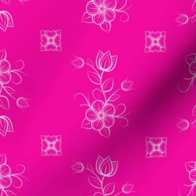 Barbie Pink Ojibwe Floral Line Art