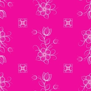 Barbie Pink Ojibwe Floral Line Art