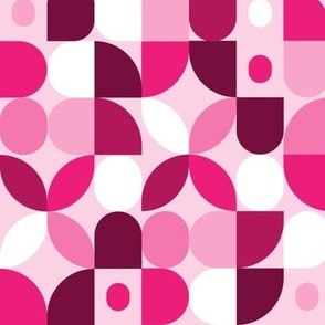 Geometric mosaic modern pattern in rose and pink monochrome