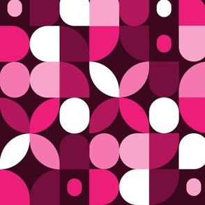 Geometric mosaic modern pattern in pink and crimson monochrome