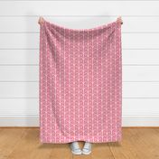 Interlocking Arches Geometric Modern Line Pattern - Hot Pink Barbie Doll Colors on Canvas Texture - Small
