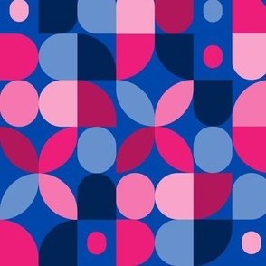 Geometric mosaic modern pattern in pink and blue