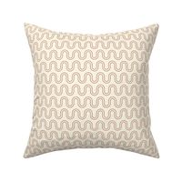 Retro Curved Wave Stripe in Cream White and Copper Sepia Brown