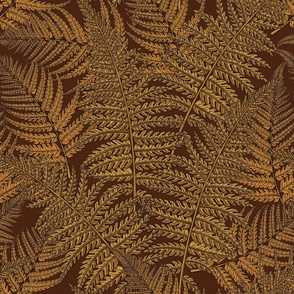 Autumnal fern on brown