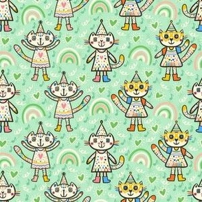 Cut-cuter-cutest-party-cats-on-soft-vintage-mint-green-S-small