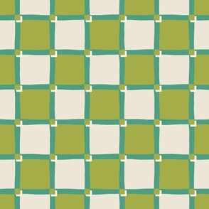 Cheerful Checks / Green + beige / Large scale