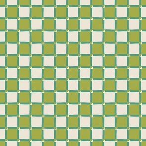 Cheerful Checks / Green + beige / Small scale