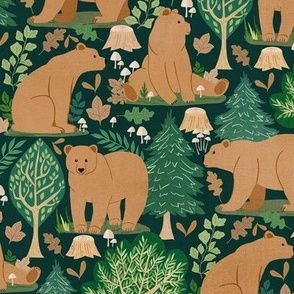 Micah's Bears on Dark Green - Small