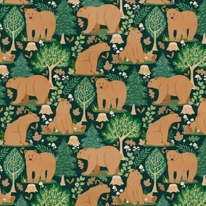 Micah's Bears on Dark Green - Tiny