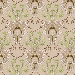 Rococo motifs on taupe 