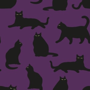 Purple Black Cat Silhouettes