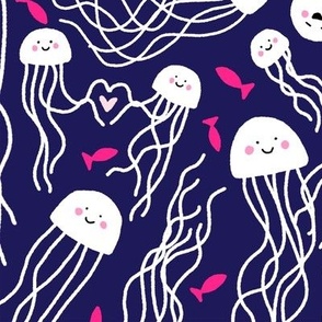 Cutie Kawaii Jellyfish - Navy & Pink