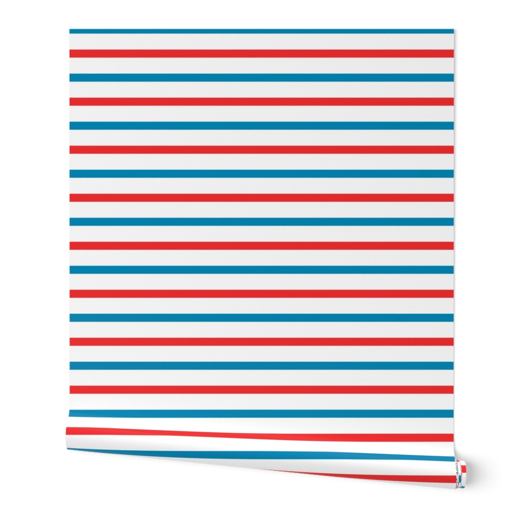 Traditional sailor's jersey stripes, mid blue + red by Su_G_©SuSchaefer