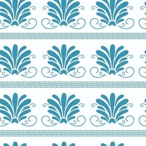 (M) Greek traditional ornaments in light blue on white