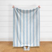 hand painted linen ticking stripe extra large wallpaper scale in ivory white cool blue by Pippa Shaw