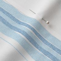hand painted linen ticking stripe large wallpaper scale in ivory white cool blue by Pippa Shaw