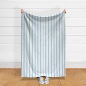 hand painted linen ticking stripe medium wallpaper scale in ivory white cool blue by Pippa Shaw