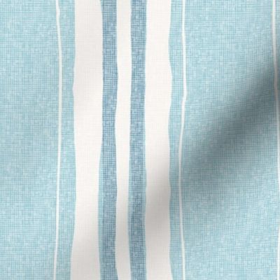 hand painted linen ticking stripe extra large wallpaper scale in washed linen duck egg blue neutral by Pippa Shaw