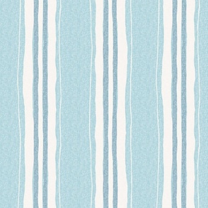 hand painted linen ticking stripe extra large wallpaper scale in washed linen duck egg blue neutral by Pippa Shaw